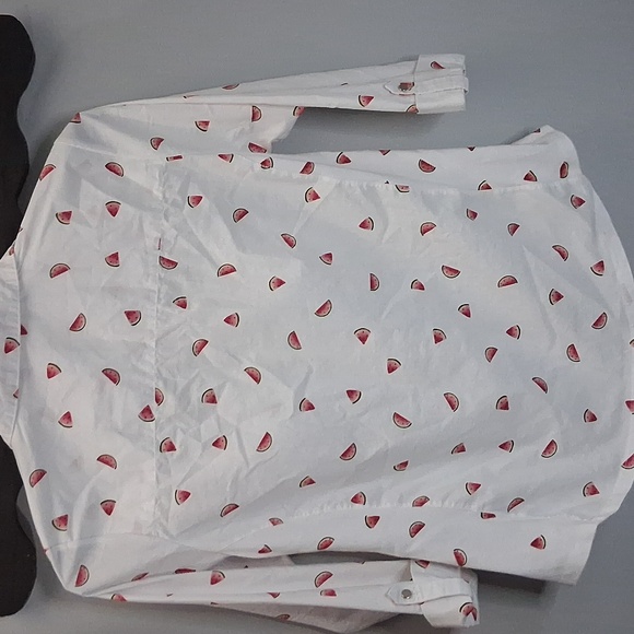 Emily Daniels Watermelon Print Button Front Shirt Size Medium Fun Summer Top - Picture 7 of 7